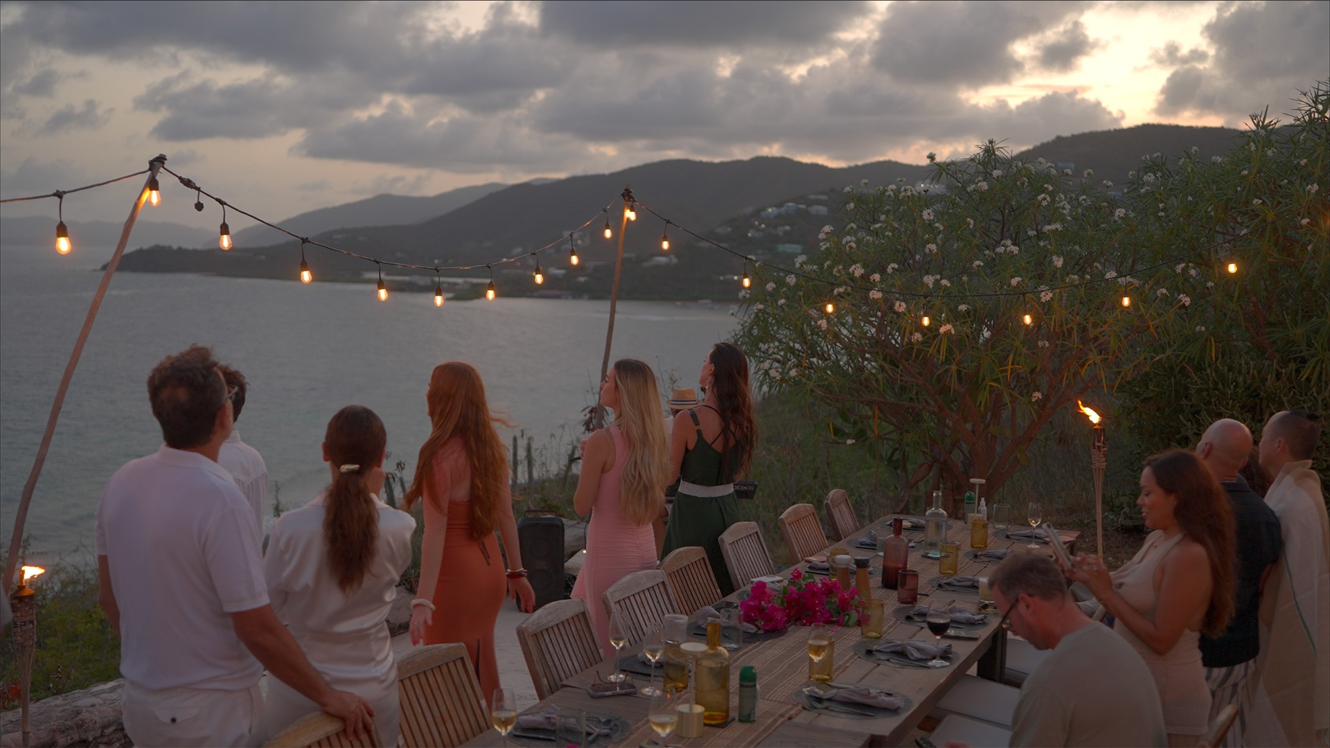 Sunset community dinner overlooking the sea